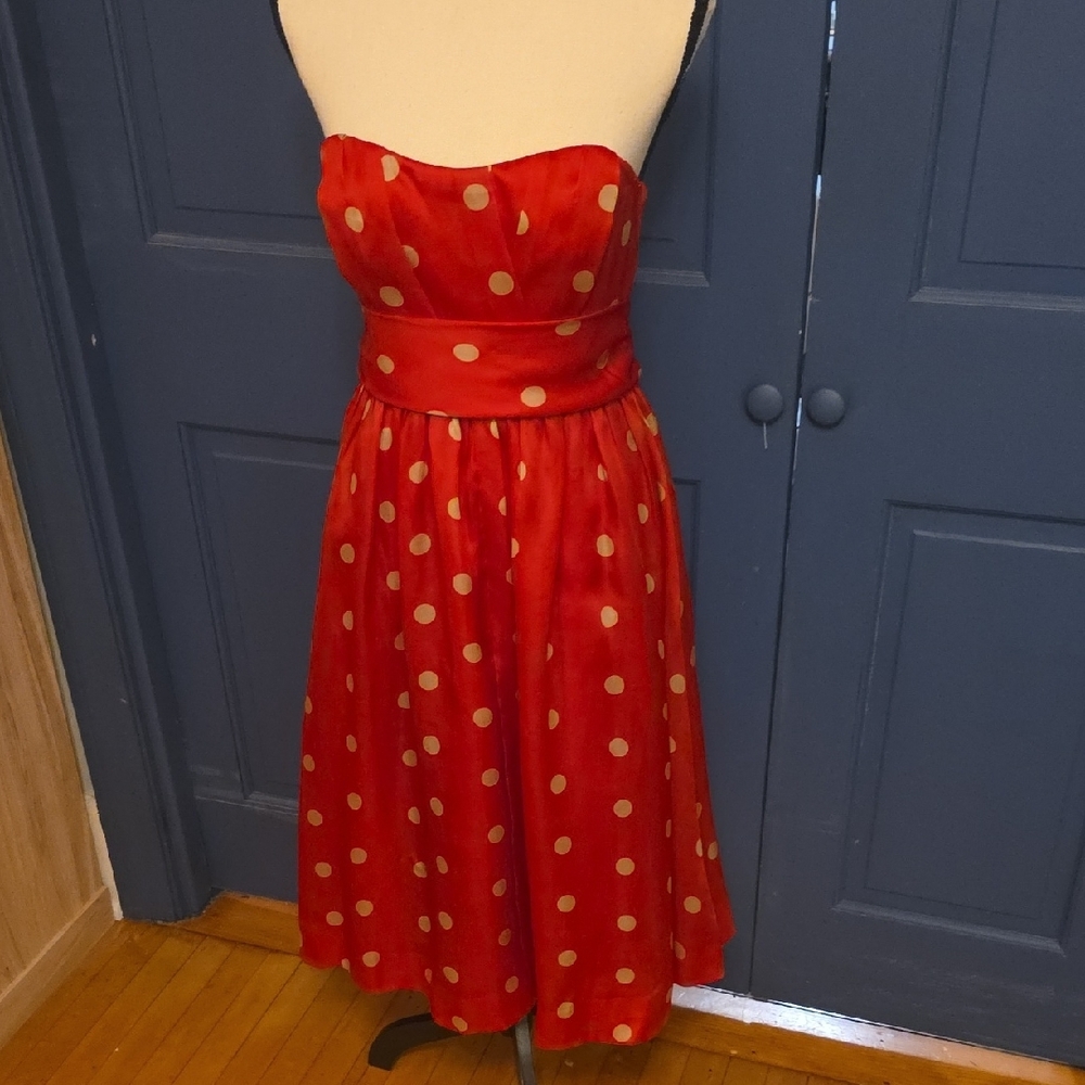 Buy 2 Get 1 FreeRARE Vintage Sample J. Crew Strapless Silk Organza Polka Dot 4 6 - Picture 7 of 16
